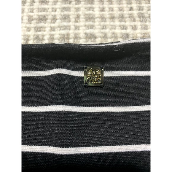 Anne Klein Womens XL Black & White Striped Shot Sleeve Ruffle Bottom Blouse - Picture 4 of 10